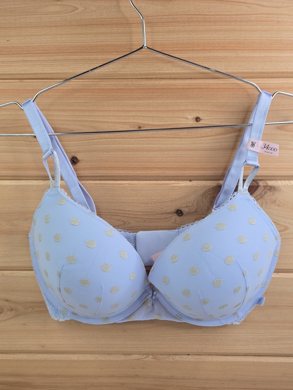 Victoria's Secret Sexy Tee Sheer Heritage Shimmer Dot Wireless Push-Up Bra 34DDD - Picture 3 of 6